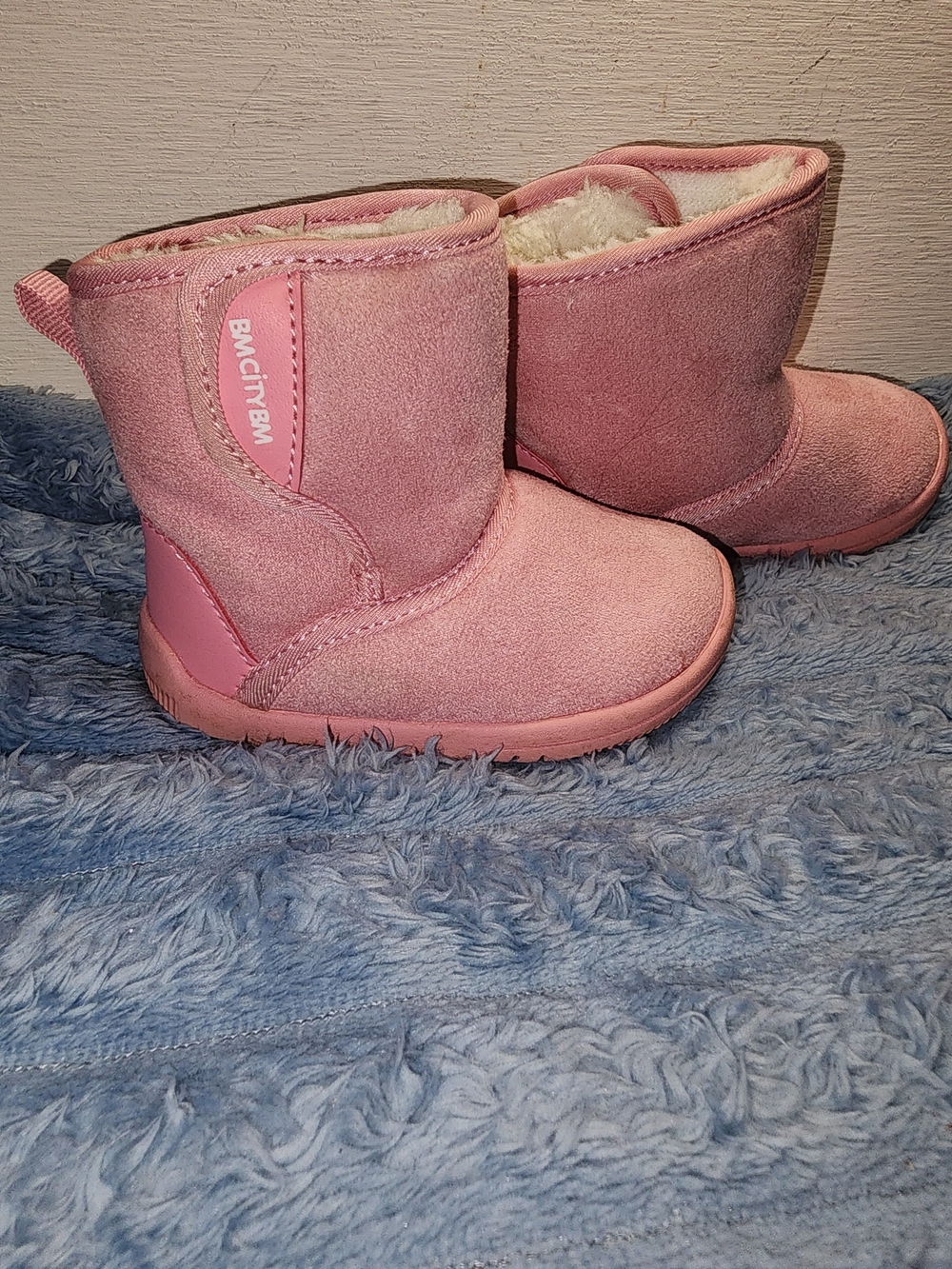 BM City Toddler Pink Winter Boots with Faux-Fur Lining